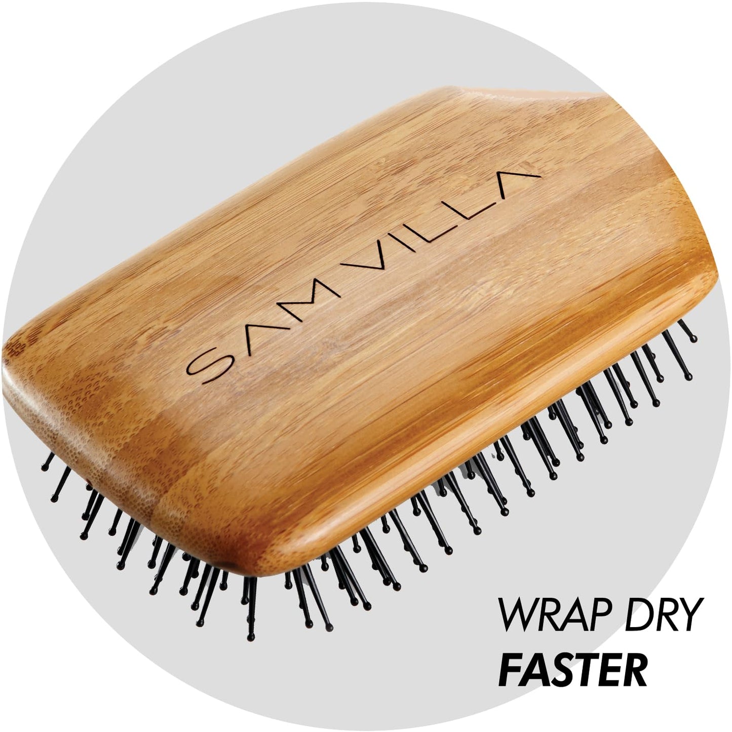 Sam Villa Signature Series Bamboo Brush Wooden Paddle Brush For Hair Styling Beauty & Personal Care Sam Villa