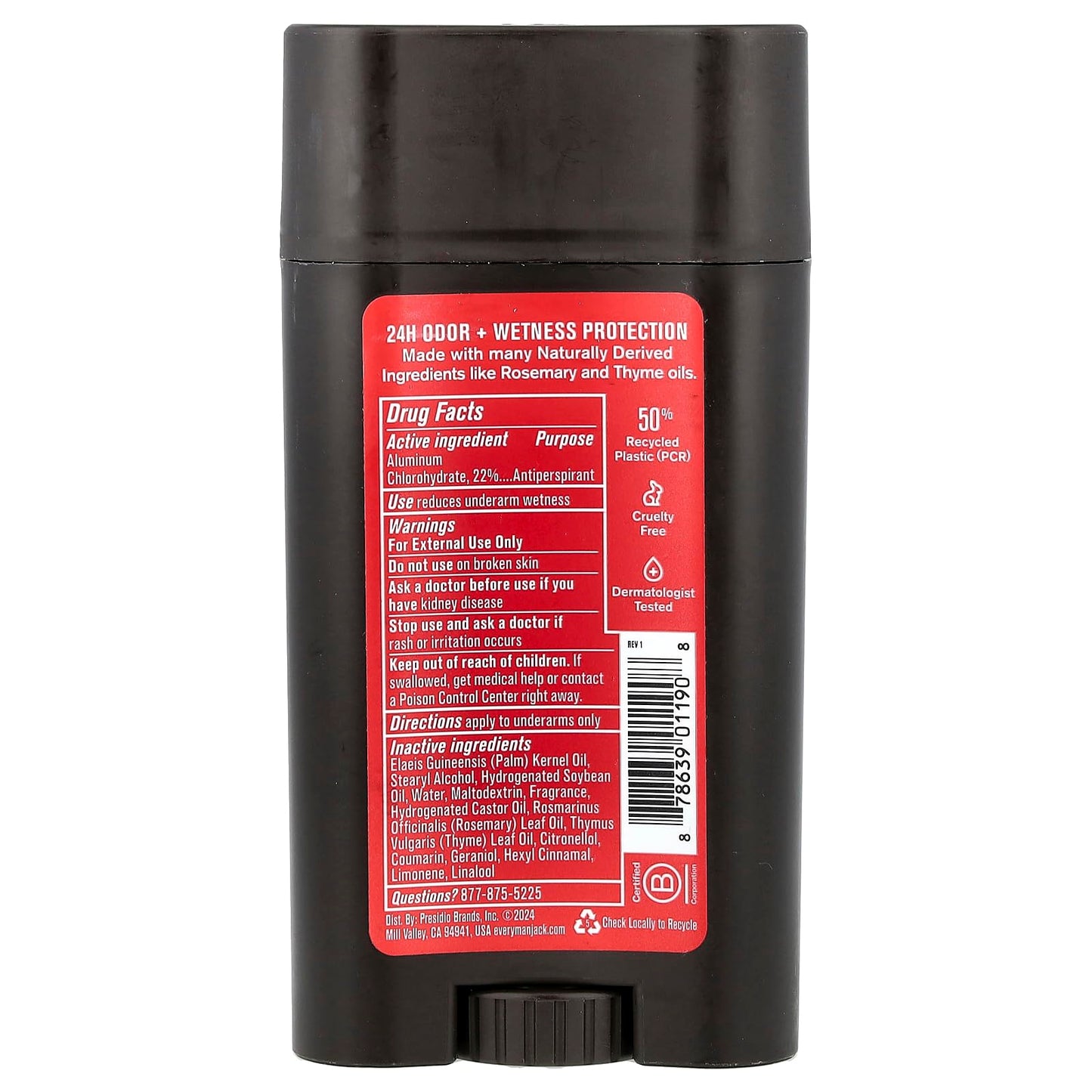 Every Man Jack Antiperspirant Deodorant, Cedarwood, Aluminum Chlorohydrate, Men, Paraben Free, 2.6 oz Beauty and Personal Care Every Man Jack