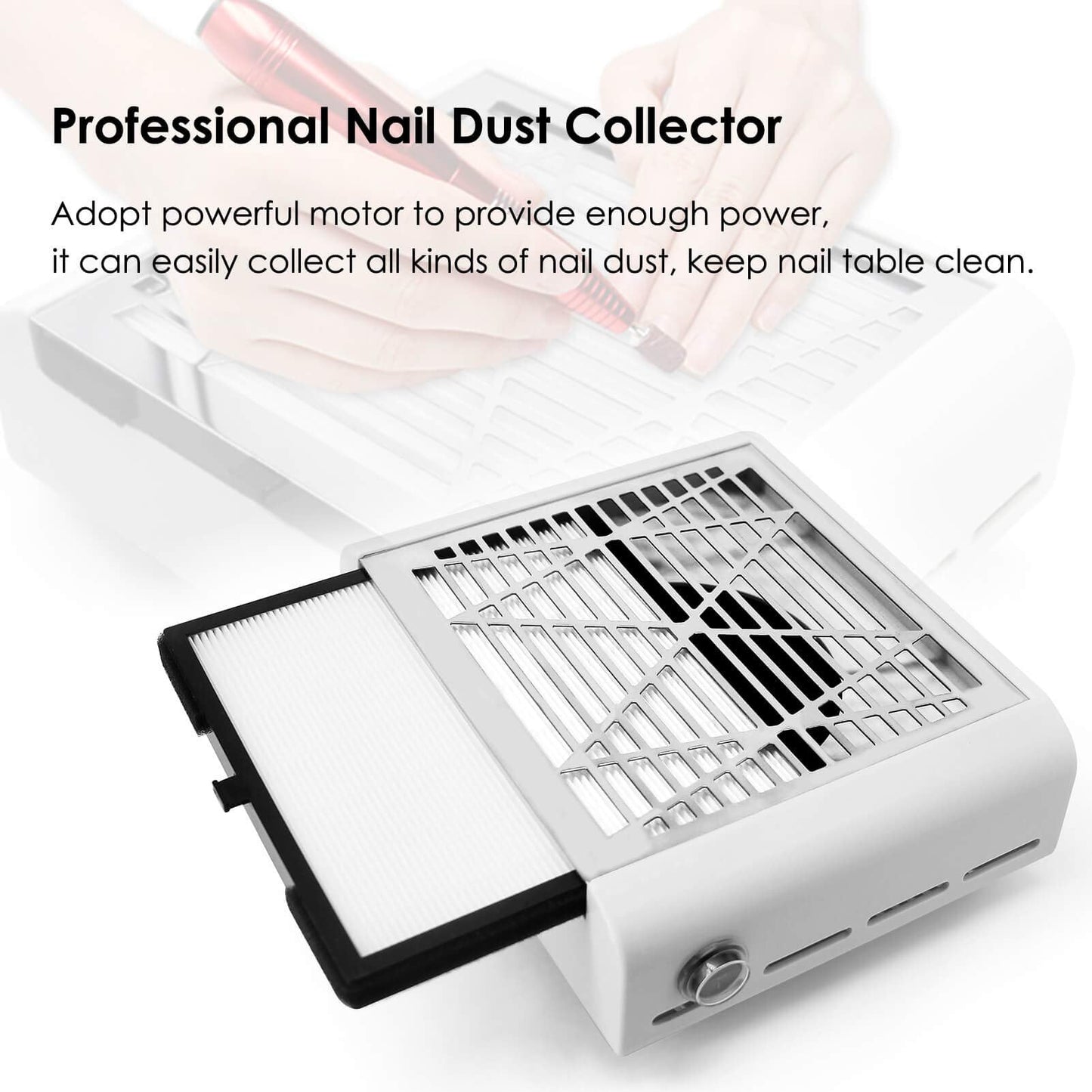 AONOLOVO Nail Dust Collector, Powerful Nail Vacuum Dust Collector Nail Tech Extractor Fan Manicure Tool for Acrylic Nails Removal, White Beauty & Personal Care AONOLOVO