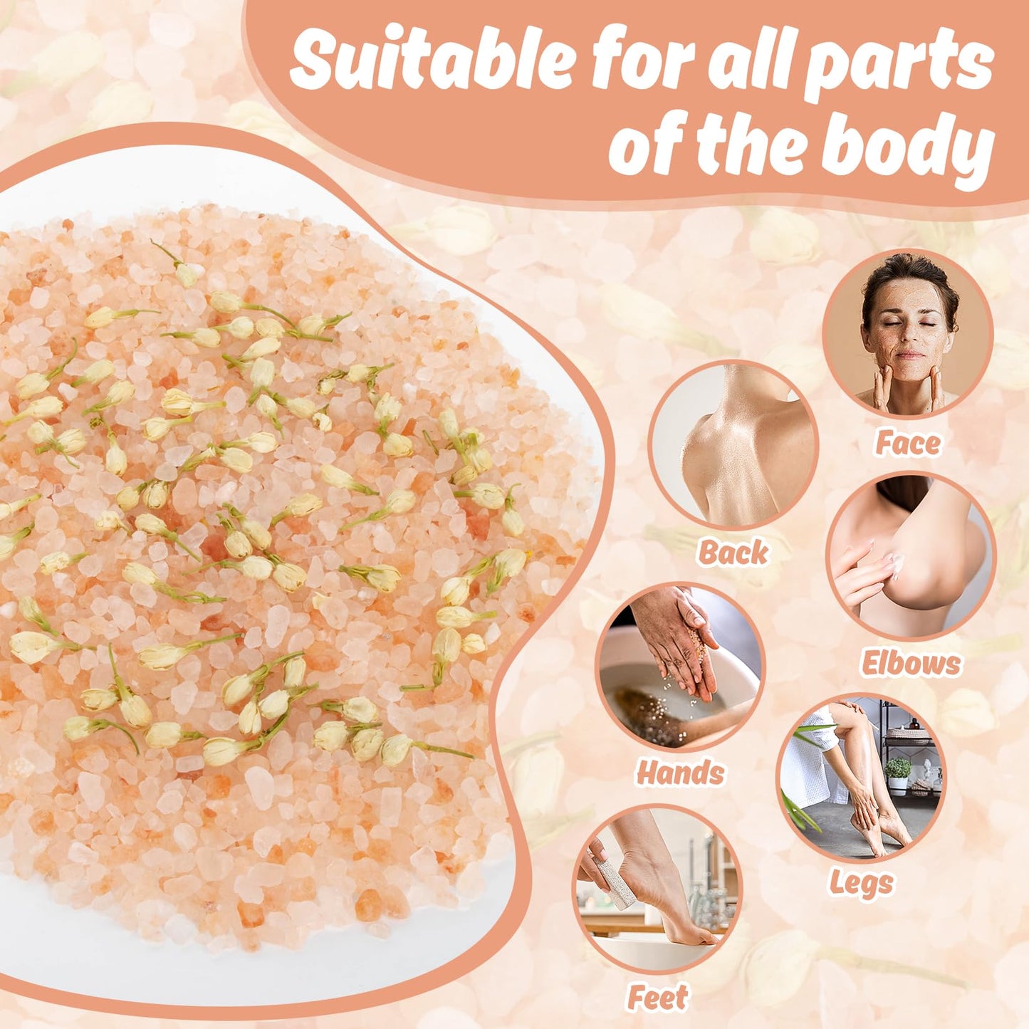 3 Pack Pink Bath Salts - Foot Soaking Salts Himalayan Pink Salt with Rose Petals Marigold and Jasmine Buds Himalayan Salt for Men and Women Nourishing Beauty and Personal Care MAQIHAN