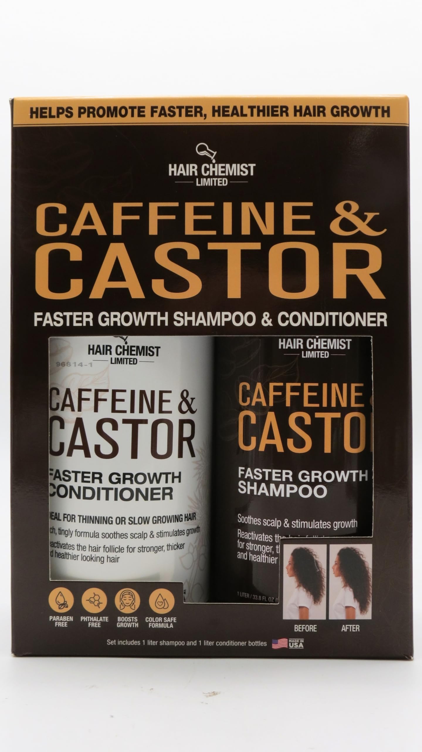 Hair Chemist Caffeine & Castor Faster Growth Shampoo & Conditioner Beauty & Personal Care Hair Chemist
