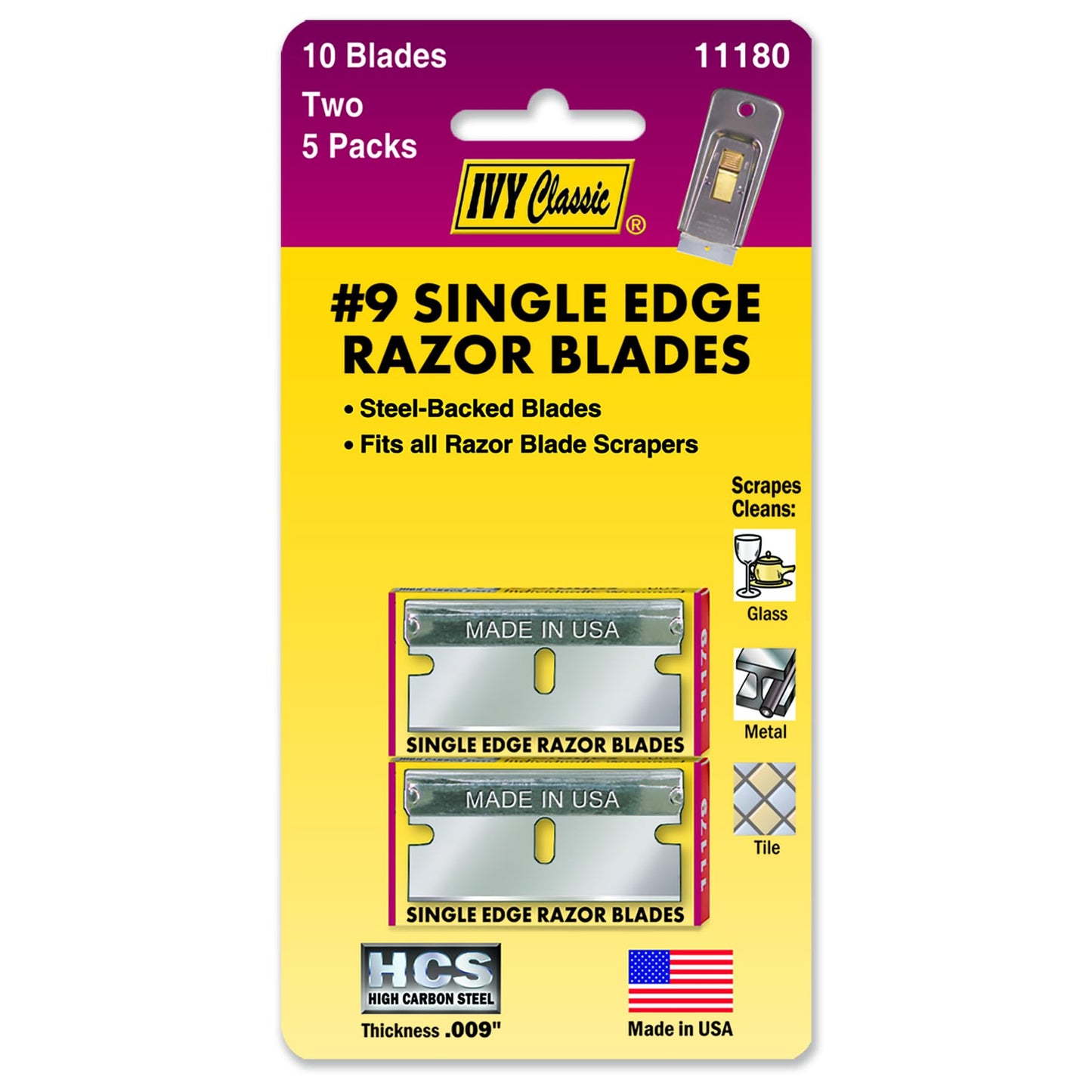 IVY Classic 11180 Single-Edge Razor Blades, USA, 10 Pack Beauty and Personal Care IVY Classic