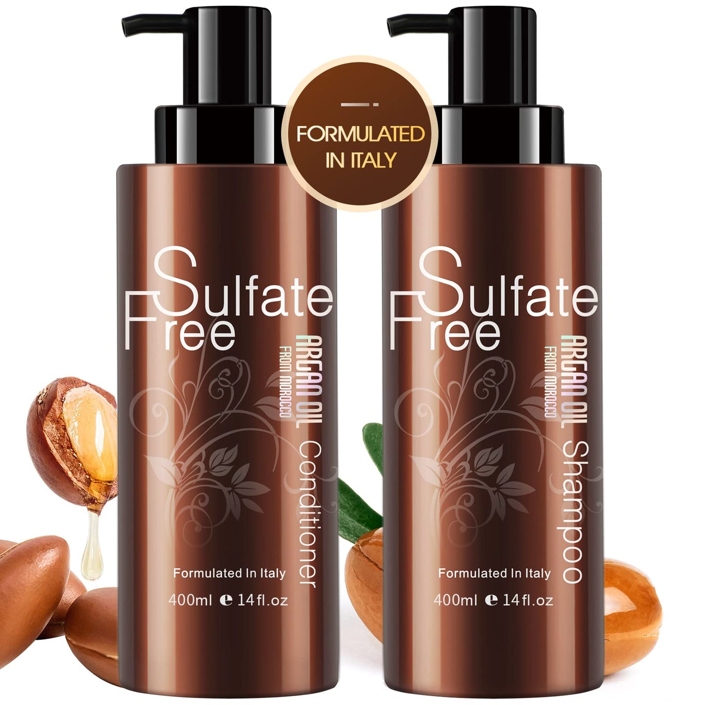 Natural Organic Sulfate Free Moroccan Argan Oil Shampoo and Conditioner Set - Color Safe Treatment, UV Protection, Intense Moisturizing For Dry Beauty & Personal Care NUSPA NUSPA