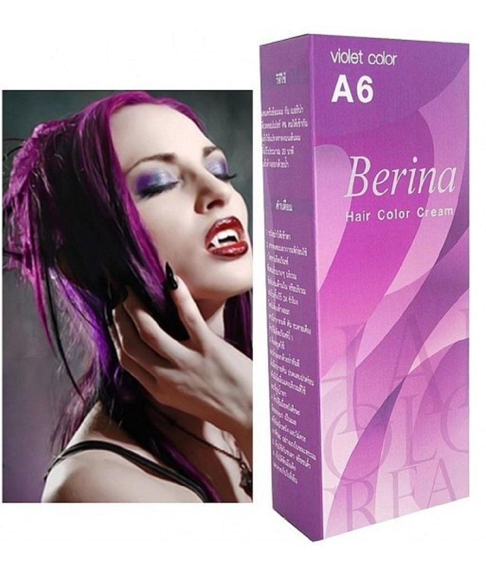 Berina Cream Hair Dye Permanent Color Purple Punk Emo Go A6. Beauty & Personal Care Berina