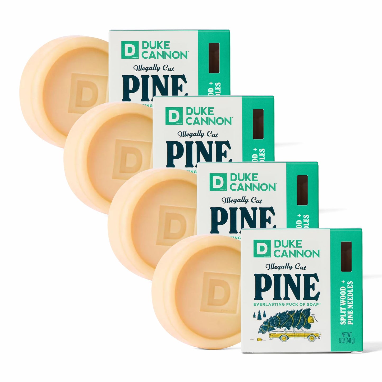 Duke Cannon Illegally Cut Pine Soap for Men, Pack of 4 - Long-Lasting 5 oz Bars with Fresh Pine Scent, Extra Large Exfoliating Soap Pucks for Daily Beauty & Personal Care Duke Cannon Supply Co.