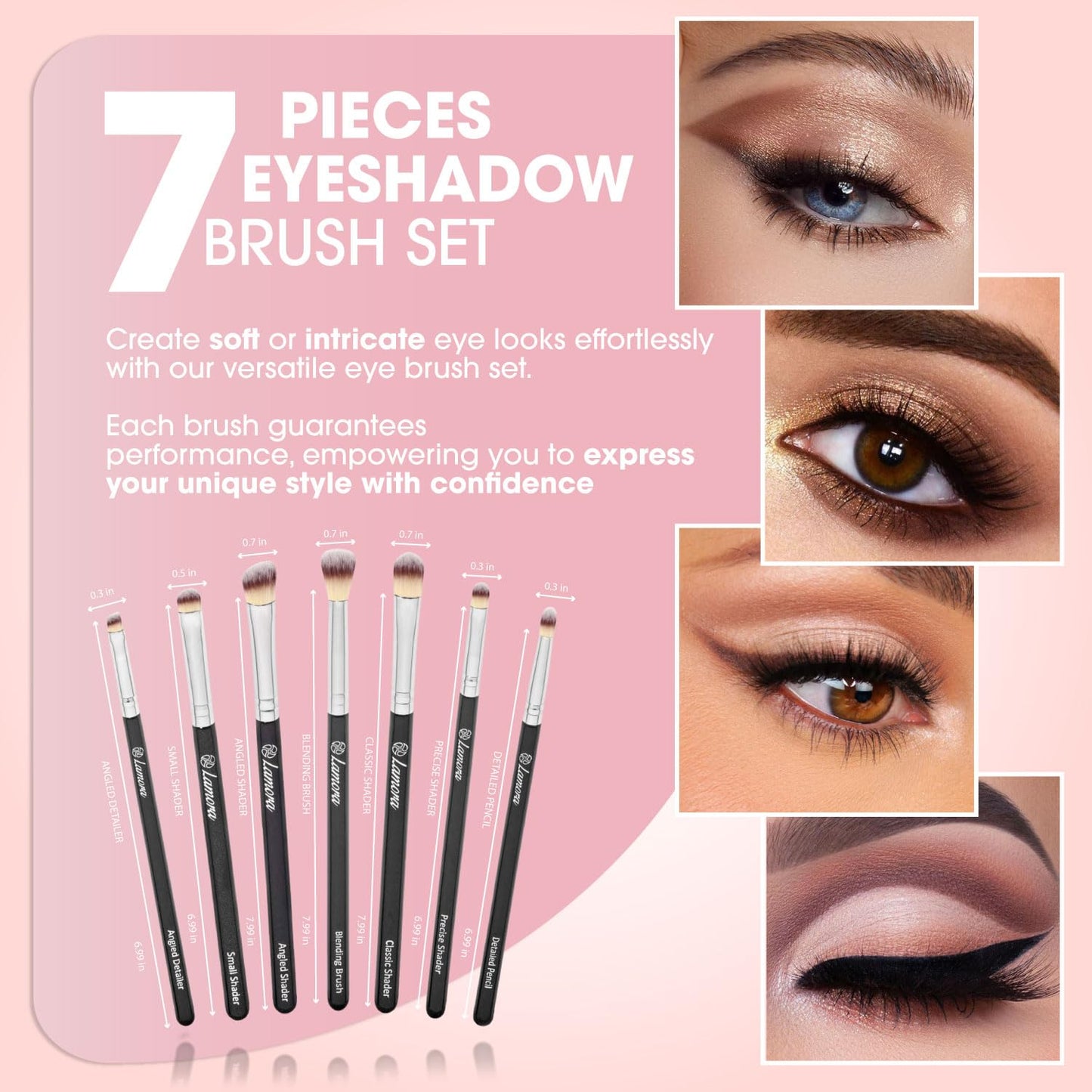 Eye Makeup Brushes Eyeshadow Brush Set - 7pcs Soft Synthetic Brush Kit - For Blending Eyeshadow, Eyeliner, Crease, Eyebrow - Long Lasting, Apply Beauty & Personal Care Lamora