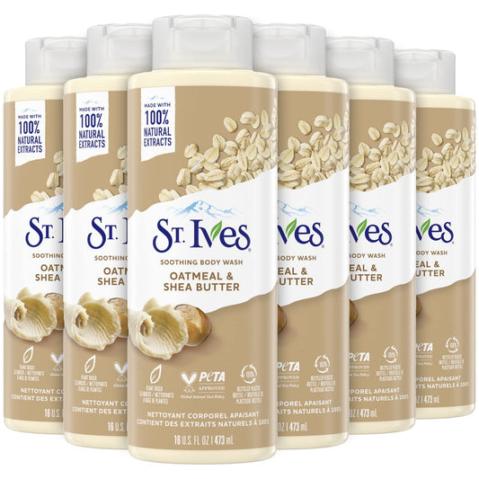 St. Ives Body Wash - Soothing Moisturizing Cleanser with Oatmeal & Shea Butter, Made with Plant-Based Cleansers and 100% Natural Extracts, 16 Oz Ea Beauty & Personal Care St. Ives
