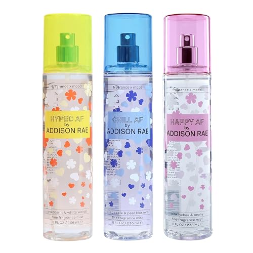 Body Mists Giftset by Addison Rae - Happy, Hyped, Chill - Body Spray for Women - Mood-Enhancing, Vegan, Cruelty Free Fragrance Mists - 3 pc Beauty & Personal Care Addison Rae Fragrance