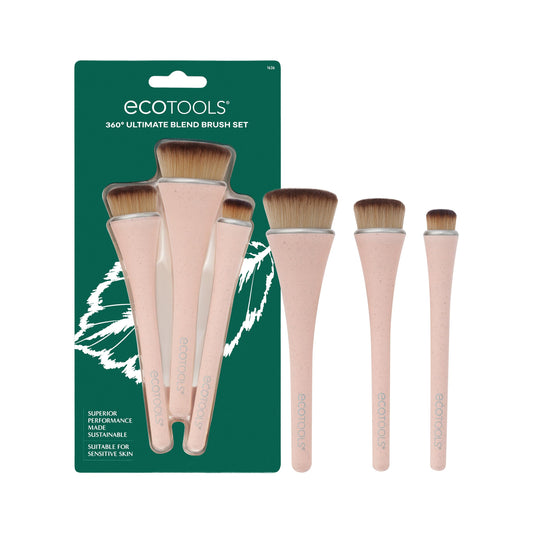 EcoTools 360 Ultimate Blend Makeup Brush Kit, For Cream, Liquid, & Powder Foundation, Blush, & Bronzer, Buff & Blend Makeup, Full Coverage, Dense Beauty & Personal Care EcoTools