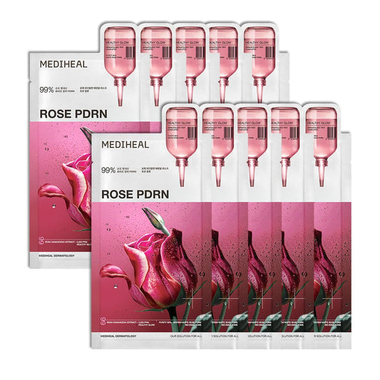 MEDIHEAL Essential Face Mask [PDRN] Healthy Glow 10 pcs. with 99% Purity White Rose PDRN for Glass Skin, Pore Care, Skin Firming - Home Skin Care Beauty and Personal Care MEDIHEAL Default Title