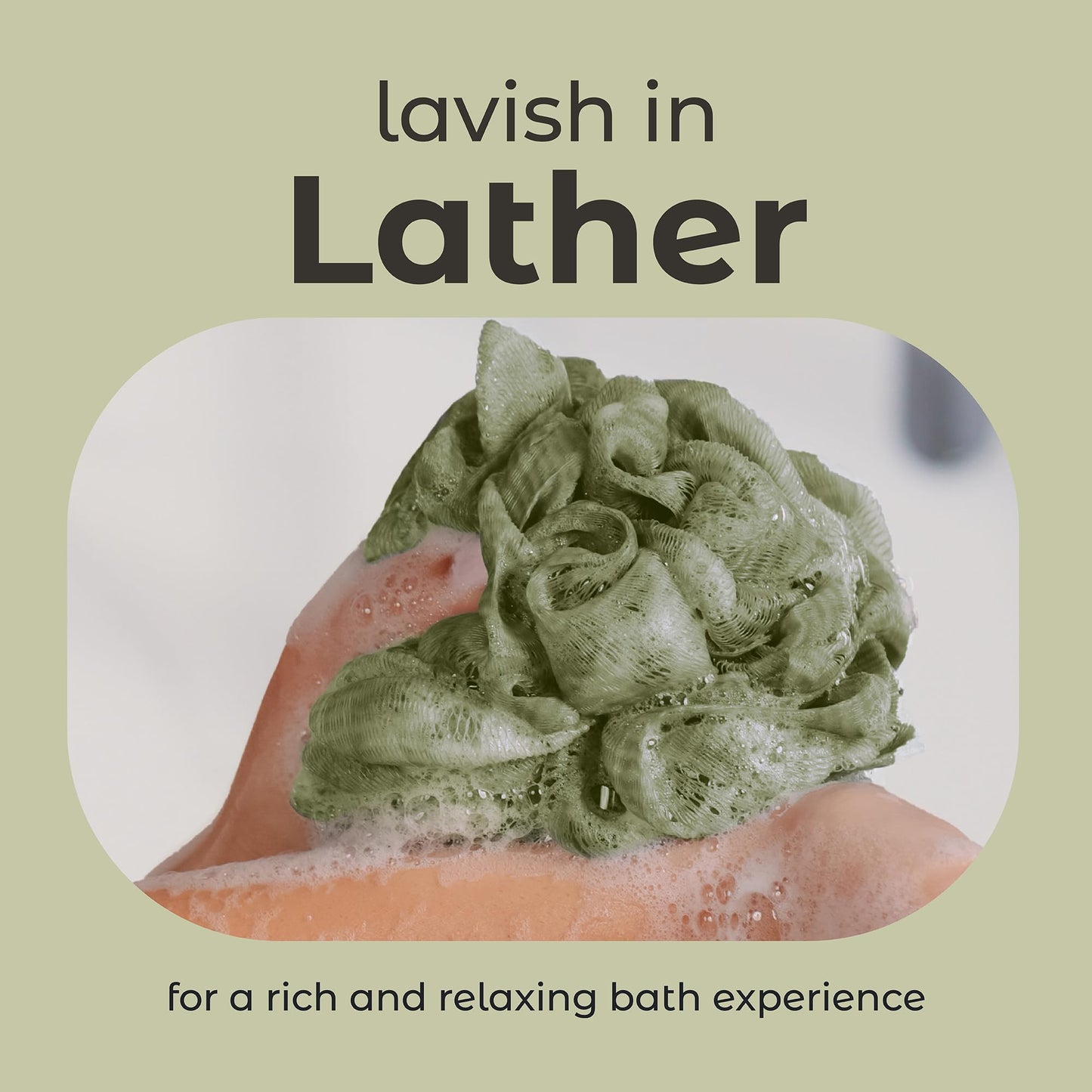 MainBasics Bath Shower Loofah Sponge Pouf Body Scrubber Exfoliator Body Wash Sponge (Set of 3, Earthy Love) Beauty & Personal Care MainBasics