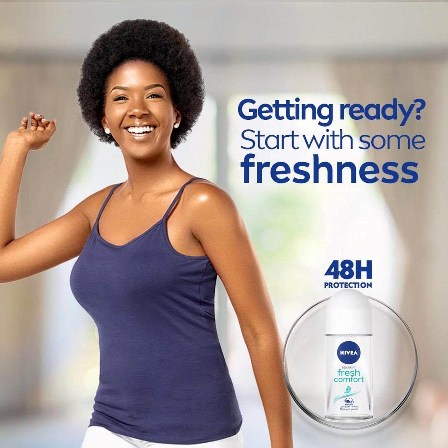 NIVEA FRESH COMFORT, ROLL-ON - FREE ALCOHOL, ANTIPERSPIRANT DEODORANT, 48 HOURS PROTECTION, 1.7 OZ (PACK OF 3) Beauty and Personal Care NIVEA