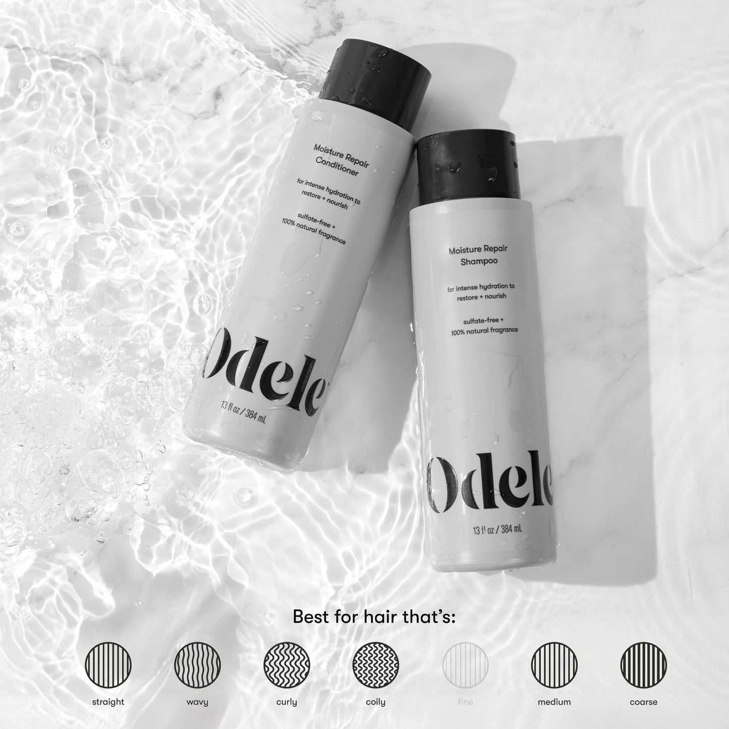 Odele Moisture Repair Sulfate-Free Shampoo & Conditioner Set, for Intense Hydration to Restore & Nourish Dry or Damaged Hair, 13 Fl Oz Each (2-Pack) Beauty & Personal Care Odele