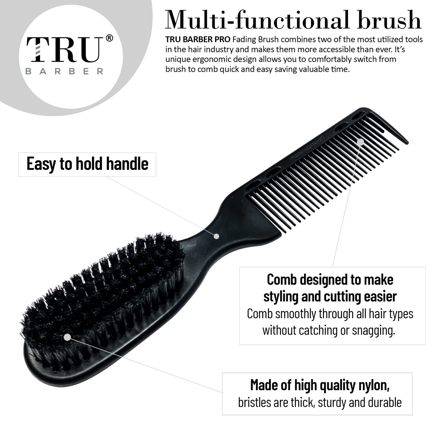TRU BARBER PRO Fading Brush, Hair cutting Brush, Clippers brush Beauty & Personal Care TRU BARBER
