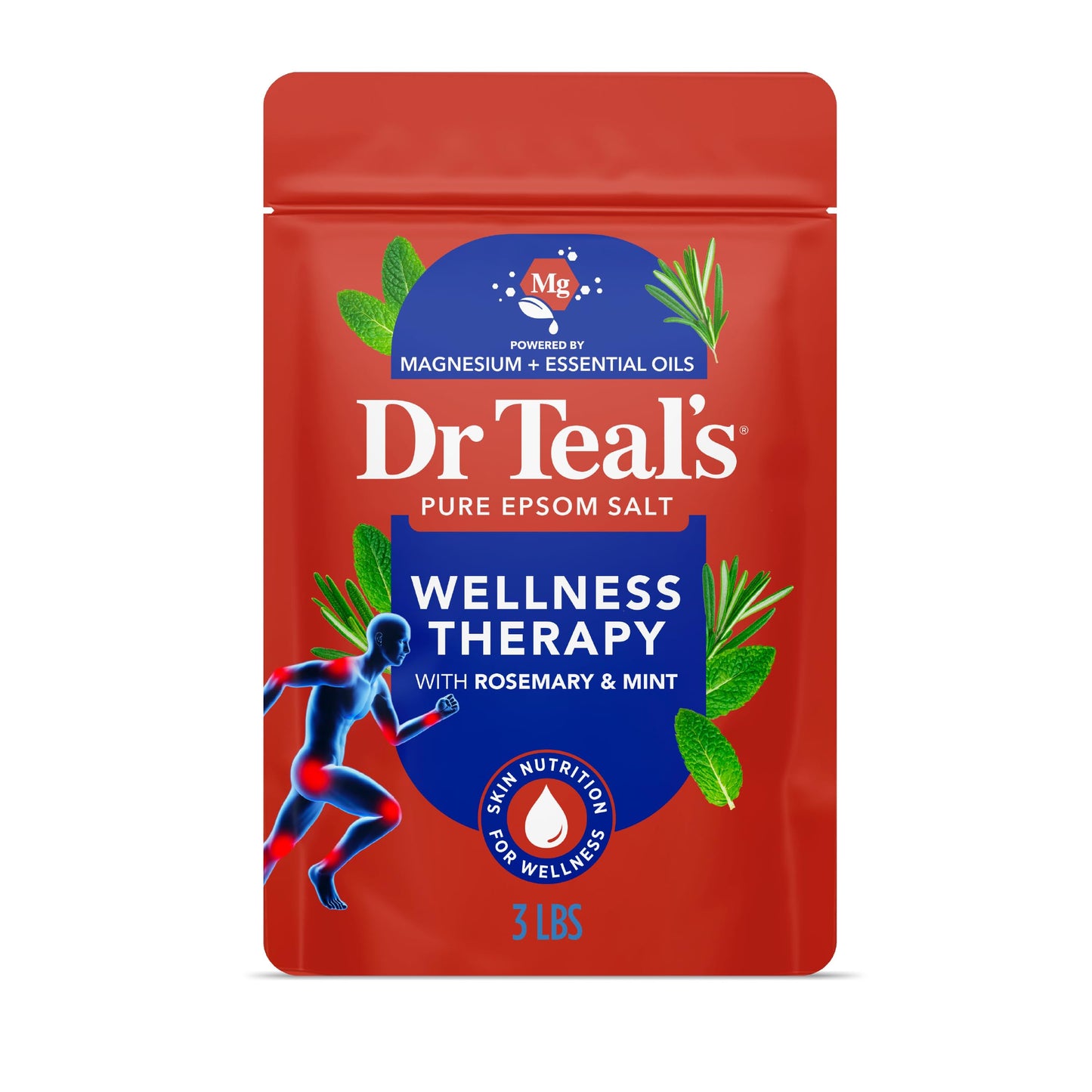 Dr Teal's Epsom Salt Magnesium Soak, Wellness Therapy with Rosemary & Mint, 3 lbs Beauty and Personal Care Dr Teal's