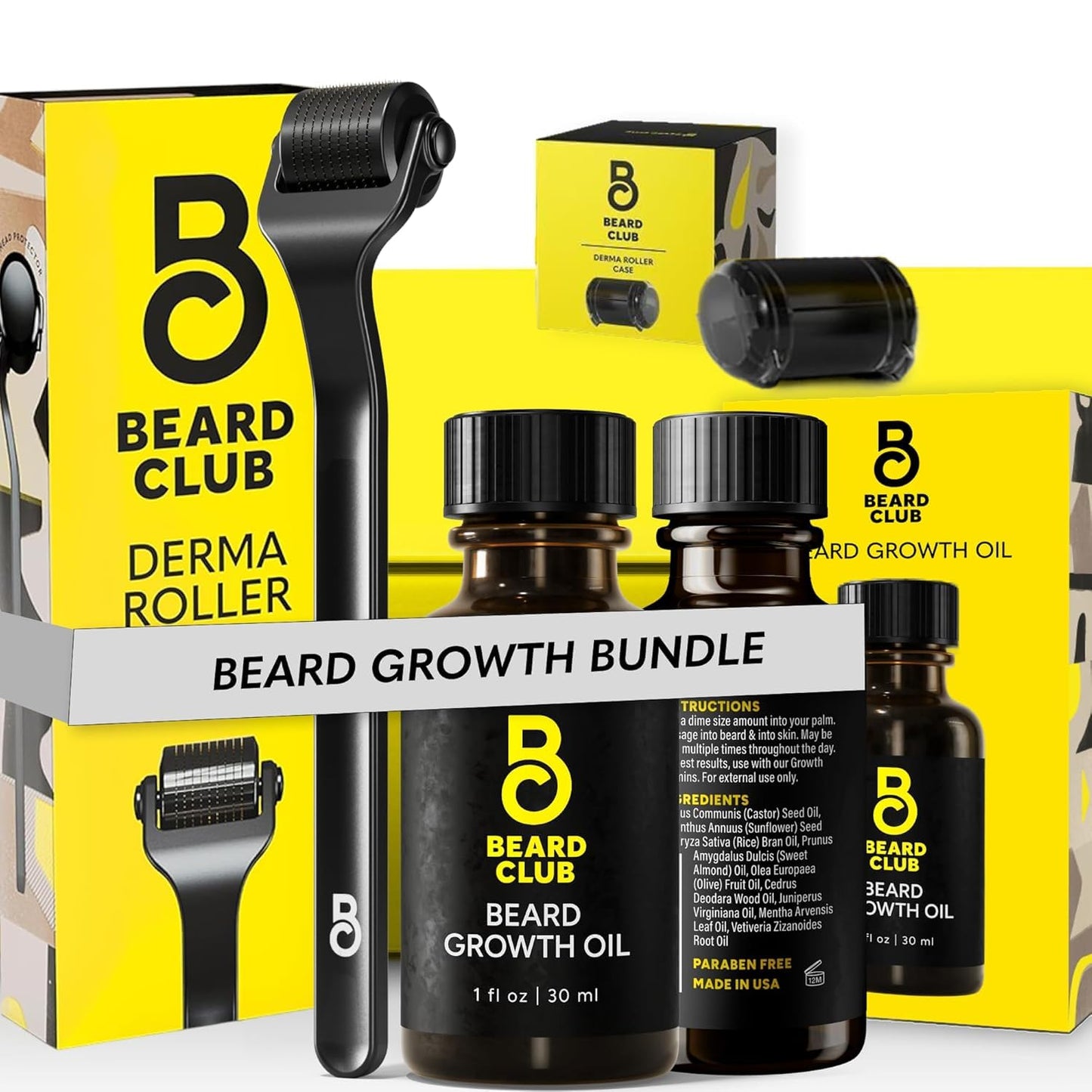 Beard Club Premium Derma Roller & Beard Growth Oil - Microneedling Roller with 540 Titanium Microneedles for Face, Body and Scalp - Beard Roller Beauty and Personal Care The Beard Club