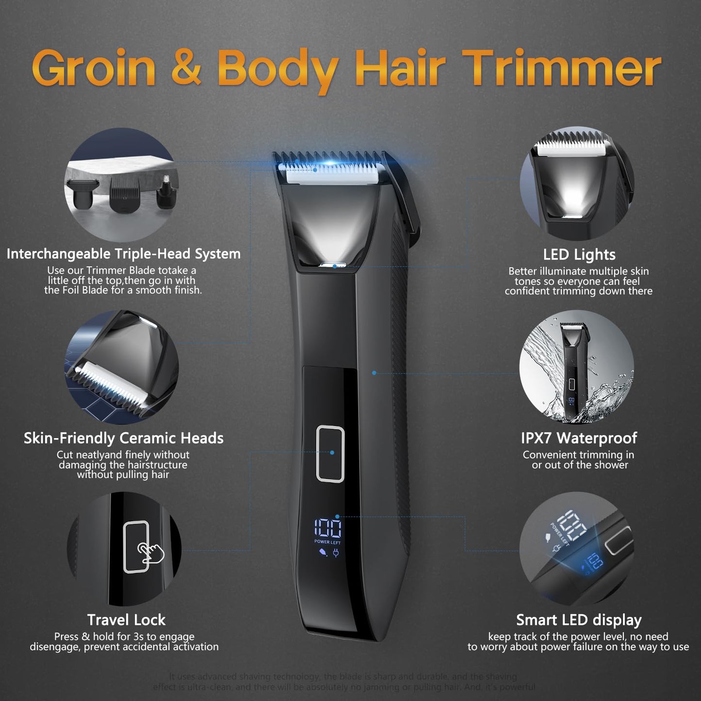 Beatslm Manscape Beard Trimmer for Men, Groin & Body Hair Trimmer, Ball Shaver, Nose Hair Clippers, All-in-One IPX7 Waterproof Men's Wet/Dry Groomer Beauty and Personal Care Beatslm