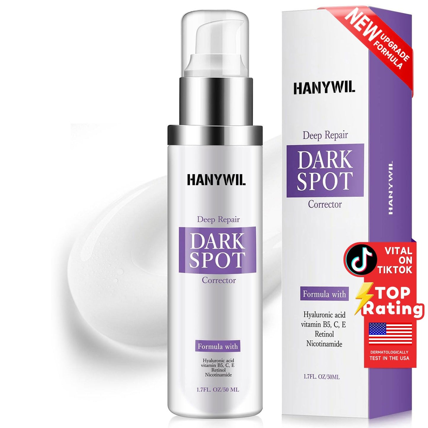 HANYWIL Dark Spot Remover for Face & Body Serum - 2% Retinol + 5% Niacinamide + Vitamin C for Face & Body, Melasma & Hyperpigmentation Beauty & Personal Care HANYWIL