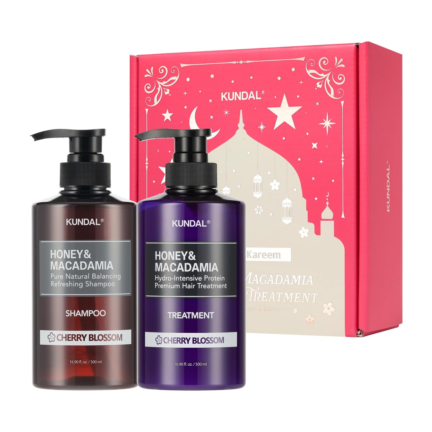 KUNDAL Honey & Macadamia Shampoo & Conditioner Limited Edition Ramadan Gift Set, Cherry Blossom, 16.9 Fl Oz Each, 2 Pack - Korean Hair Care Argan Oil Beauty and Personal Care KUNDAL Default Title