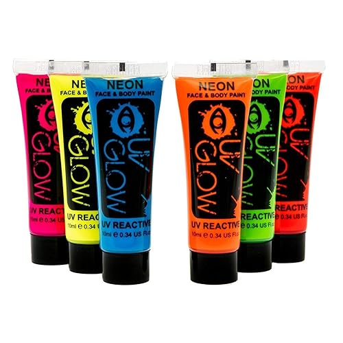 UV Glow Blacklight Face and Body Paint - Neon Fluorescent (0.34oz (Pack of 6)) Beauty & Personal Care UV Glow