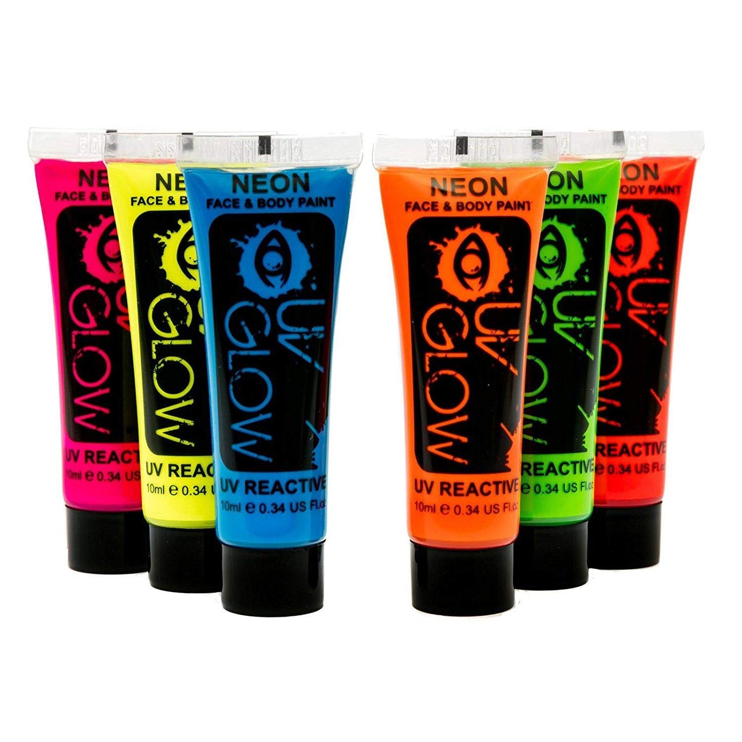 UV Glow Blacklight Face and Body Paint - Neon Fluorescent (0.34oz (Pack of 6)) Beauty & Personal Care UV Glow