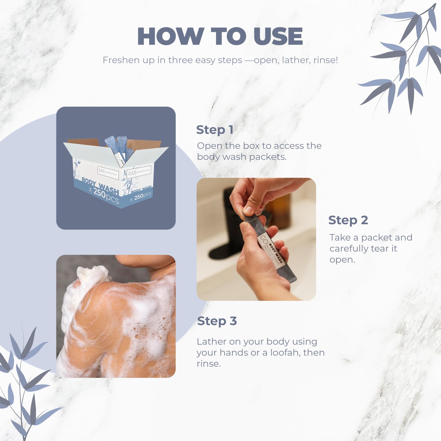 GO Essentials Travel Size Single Use Body Wash Packets - TSA Friendly, Bulk Supplies for Airbnb Essentials, Shelters & Hotels (1000 Packets) Beauty & Personal Care Go Essentials