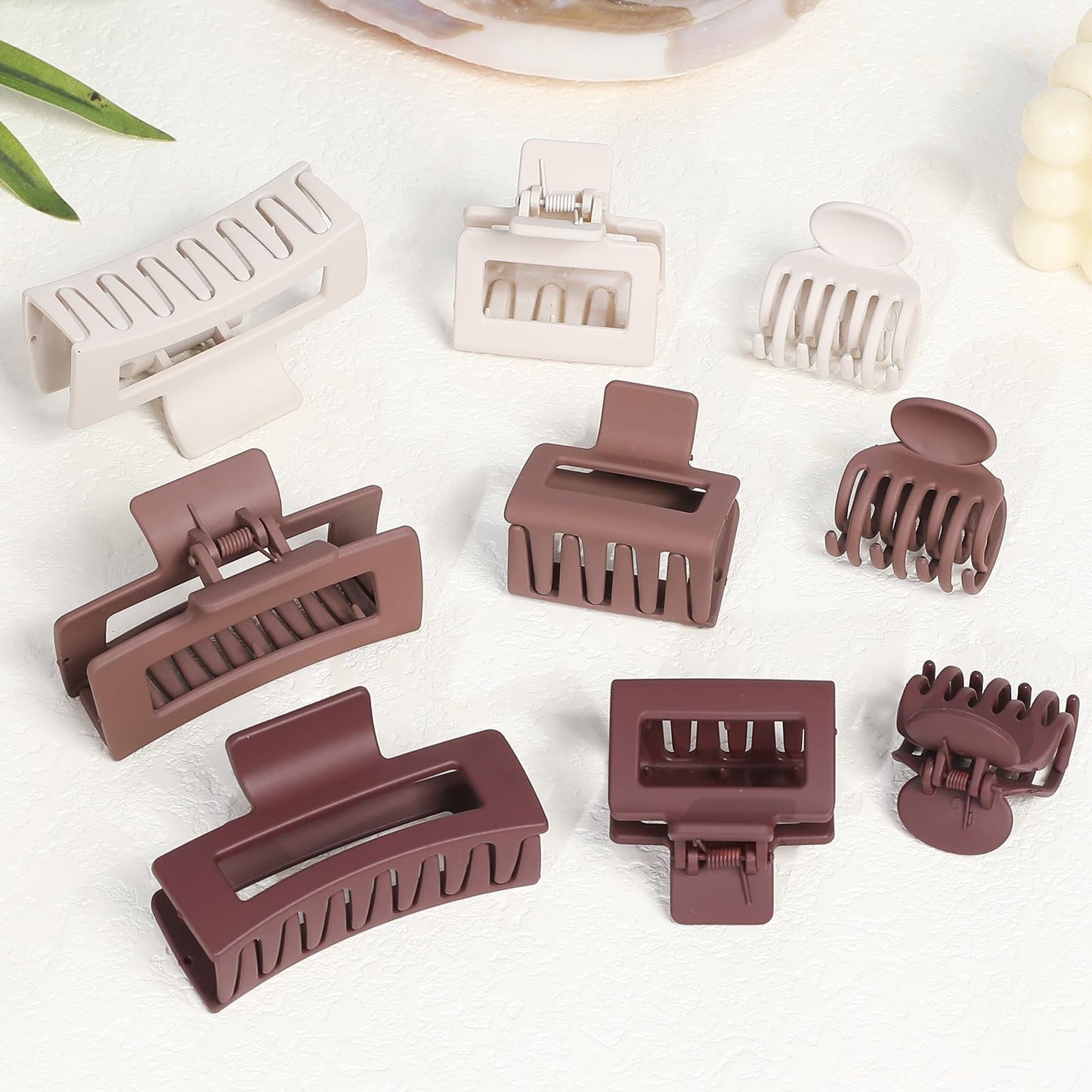 CHANDAT Medium Claw Hair Clips Set for Women - 3 Styles, 9PCS Rectangle Hair Clips for Thick Hair, Square Clips for Thin Hair - Coffer Red Beauty and Personal Care CHANDAT