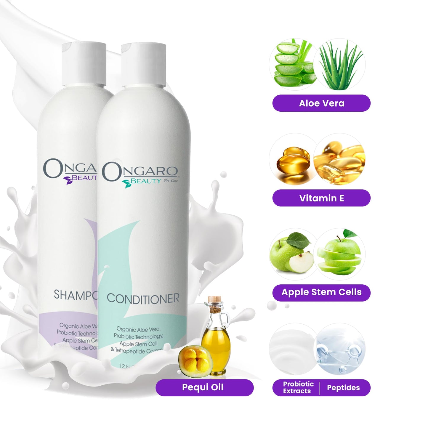 Ongaro Beauty Sulfate-Free Organic Shampoo and Conditioner Set for Women and Men, Hair Care with Aloe Vera - Cruelty-Free, Non-Toxic, Nourishing Beauty & Personal Care Ongaro Beauty