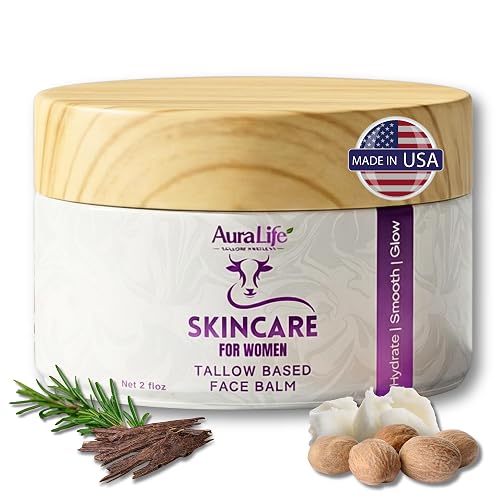 Organic Grass-Fed Beef Tallow for Skin |Hydrating Face & Body Moisturizer with shea butter | Handmade All-Natural moisturizer| Rosemary and Aloeswood Beauty & Personal Care Auralife Natural Wellness