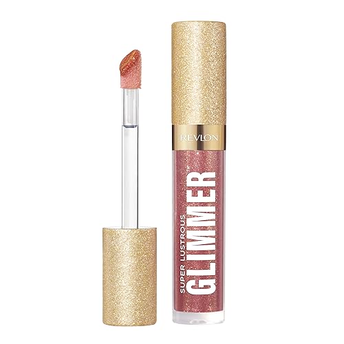 REVLON Super Lustrous Glimmer Gloss, Non-Sticky Lip Gloss, High-Shine Finish, Plant-Based Glitter, 005 Glazed Almond, 0.13 fl oz Beauty & Personal Care REVLON