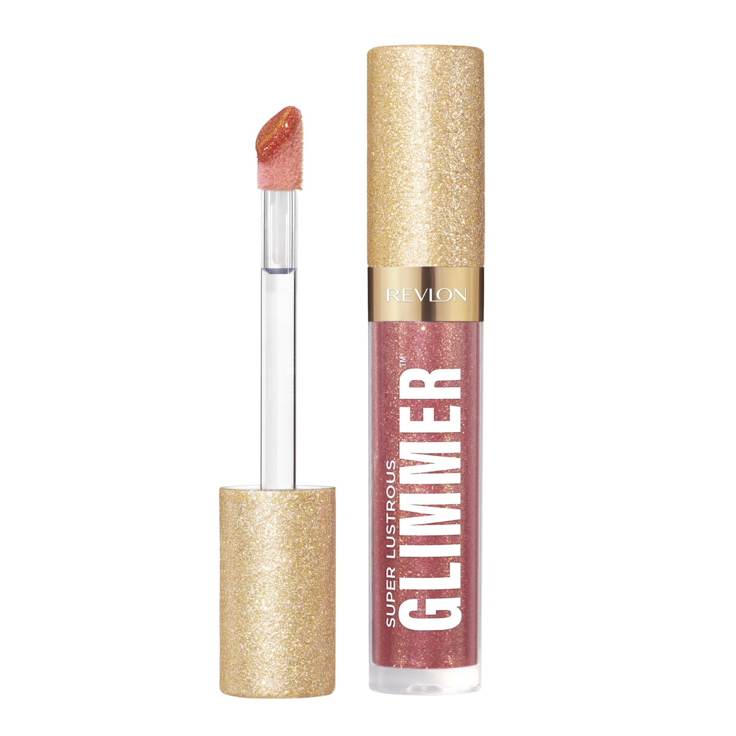 REVLON Super Lustrous Glimmer Gloss, Non-Sticky Lip Gloss, High-Shine Finish, Plant-Based Glitter, 005 Glazed Almond, 0.13 fl oz Beauty & Personal Care REVLON