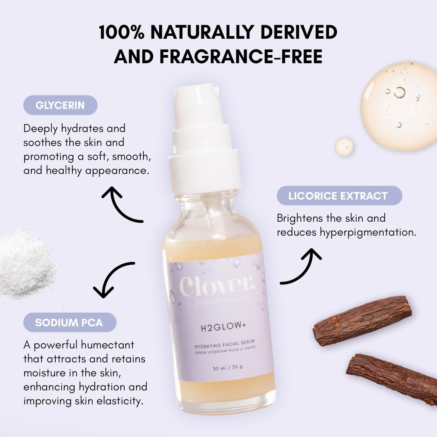 Clover H2Glow+ Hydrating Antioxidant Serum | Deep Moisturizing Anti-Aging Facial Serum | Hydrate Layers of Dry Skin, Plump, and Smooth Fine Lines | Beauty & Personal Care Clover