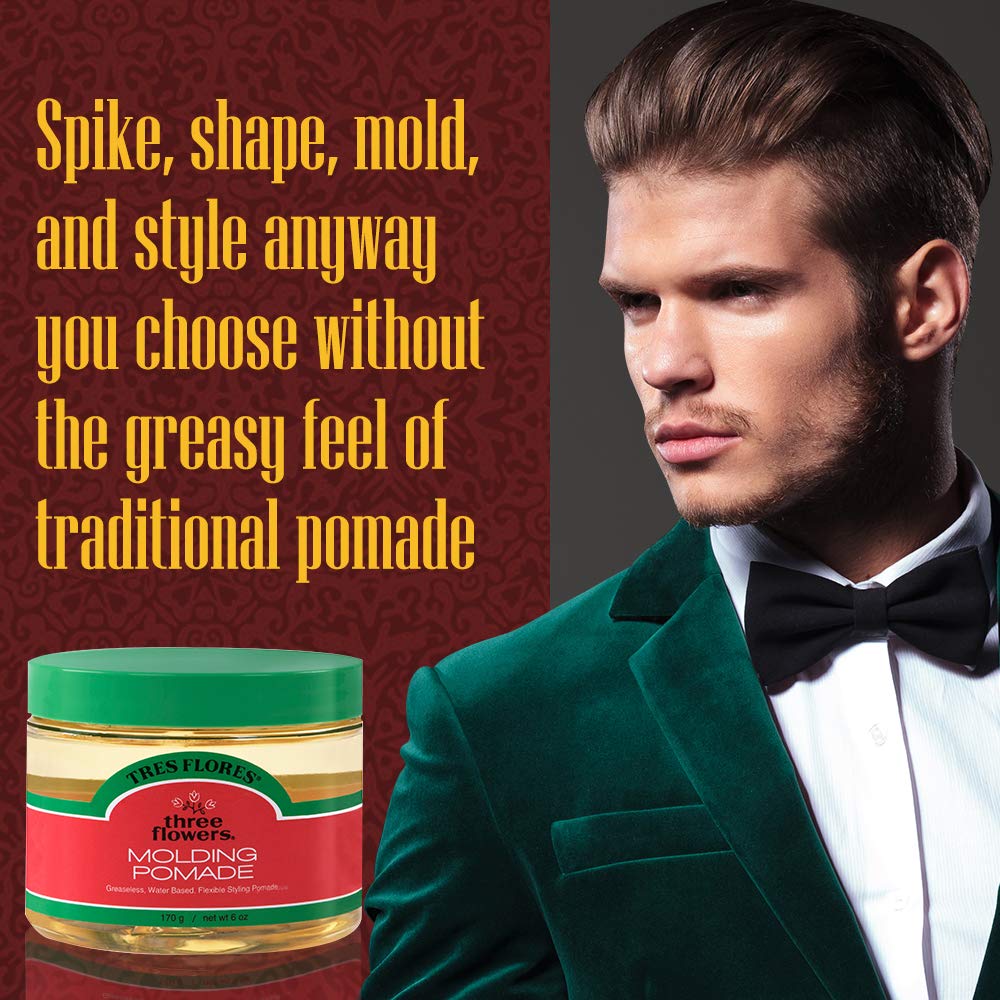 Three Flowers Tres Flores Molding Hair Styling Cream Pomade, for All Hair Types - 6 Oz (2 Pack) Beauty & Personal Care Three Flowers