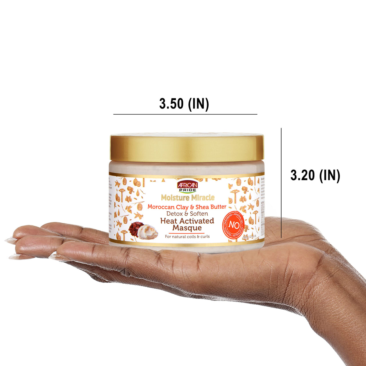 African Pride Moisture Miracle Moroccan Clay & Shea Butter Heat Activated Masque - For Natural Coils & Curls, Detoxes & Softens, Removes Impurities &