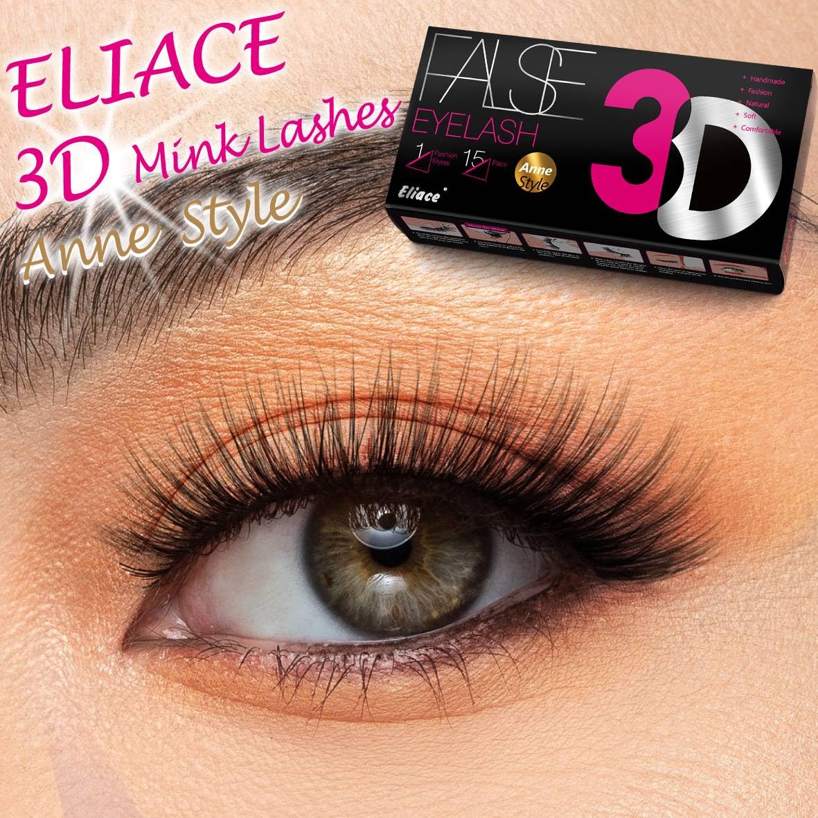 Eliace False Eyelashes Natural look Cat Eye Lashes Wispy Strips,15 Pairs, 3D Mink Lashes Volume Fluffy,Fake Eyelashes Thin Soft Band Comfortable Cross Beauty & Personal Care Eliace