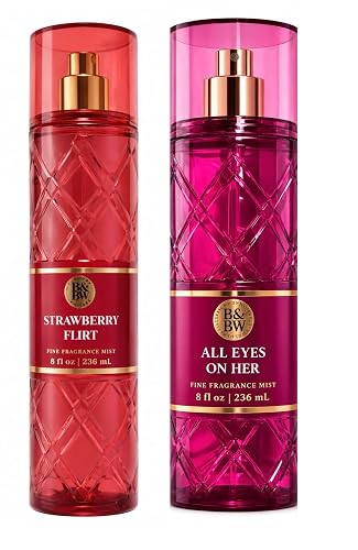 Bath & Body Works Strawberry Flirt + All Eyes On Her Fine Fragrance Mist 2-Pack - Fruity Floral Perfume Set Beauty & Personal Care Bath & Body Works