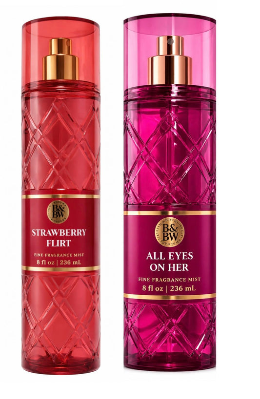 Bath & Body Works Strawberry Flirt + All Eyes On Her Fine Fragrance Mist 2-Pack - Fruity Floral Perfume Set Beauty & Personal Care Bath & Body Works