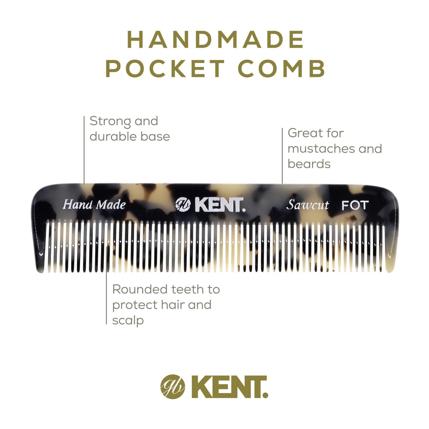 Kent FOT TW - 81T TW Beard Comb Set Pocket for Men - Pocket Combs Kit for Men for Travel and Home, Mustache Comb for Mens, Mini Beard Set for Mens Beauty and Personal Care KENT