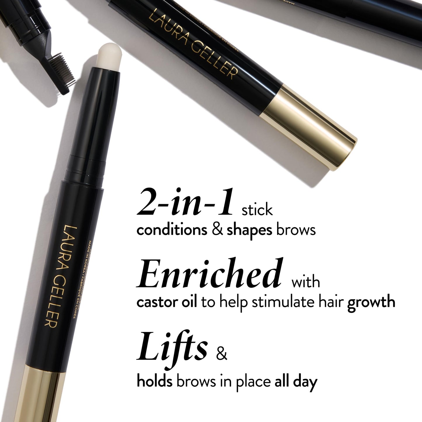 LAURA GELLER NEW YORK Define-n-Tame Brow Lifting Stick - Laminated Full Brows - Brow Wax (01 Clear, 1 Count) Beauty & Personal Care LAURA GELLER NEW YORK
