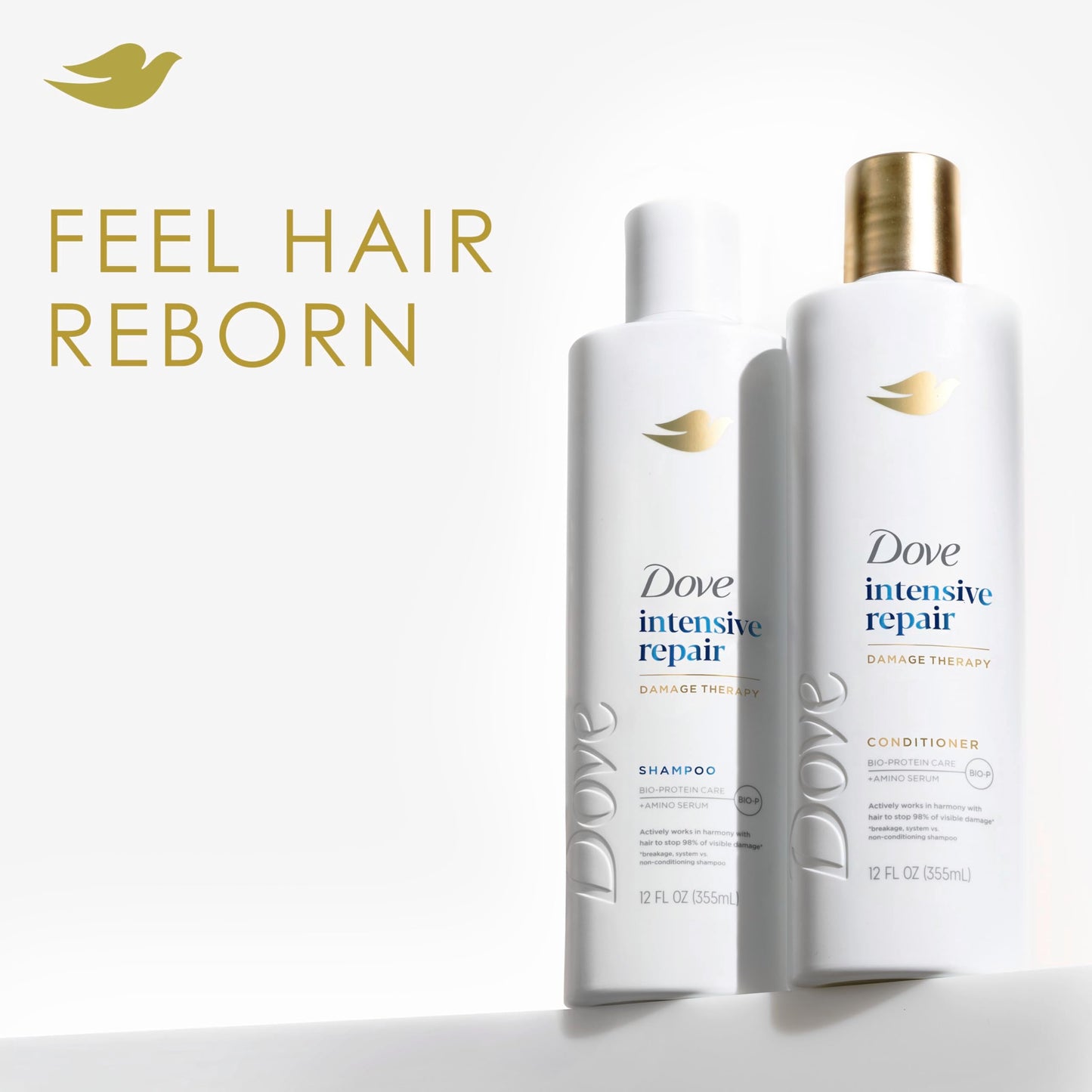 Dove Shampoo and Conditioner Intensive Repair 2 Count for Damaged Hair Bio-Protein Care Technology and Amino Serum 12 Fl Oz Beauty & Personal Care Dove