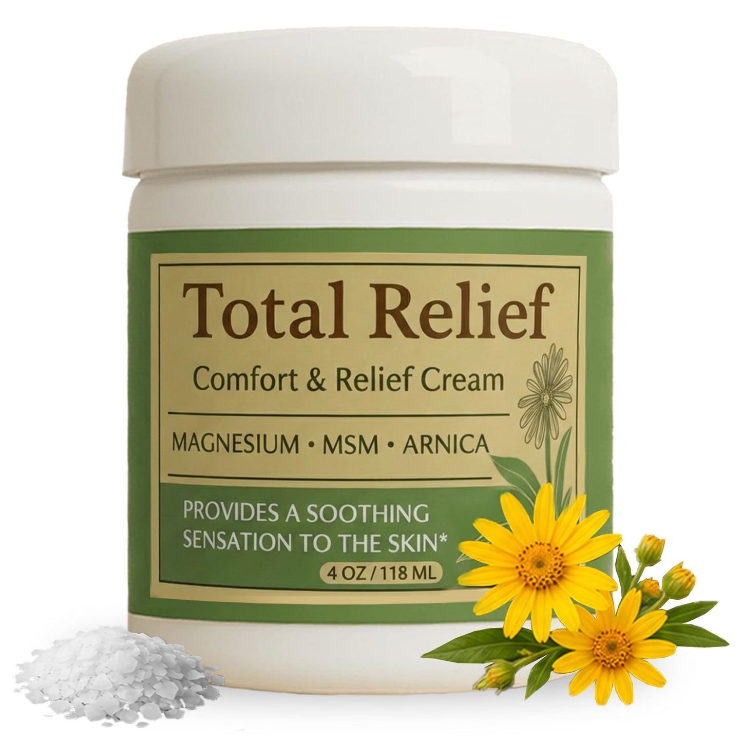HiRelief Official Total Relief - Magnesium Cream - Soothing Topical Lotion for Muscles, Joints & Legs - Magnesium Chloride with MSM, Arnica & B6 Beauty and Personal Care HiRelief Default Title
