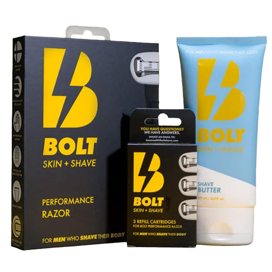 BOLT Skin + Shave - Starter Kit Black Edition - Performance Razor, Shave Butter & 3 Refill Cartridges - Smooth Shave for Body & Legs Beauty and Personal Care BOLT SKIN + SHAVE