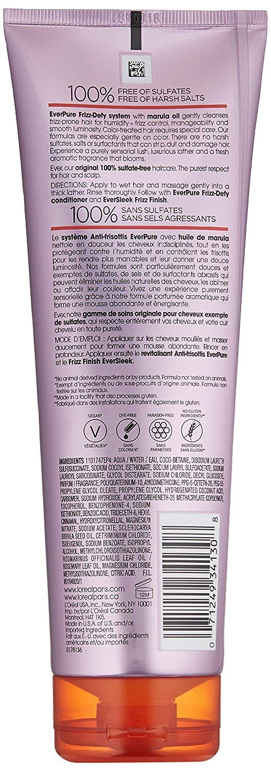 L’Oreal Paris EverPure Sulfate Free Frizz Defy Shampoo, 8.5 Ounce (Pack of 2) Beauty & Personal Care L'Oreal Paris