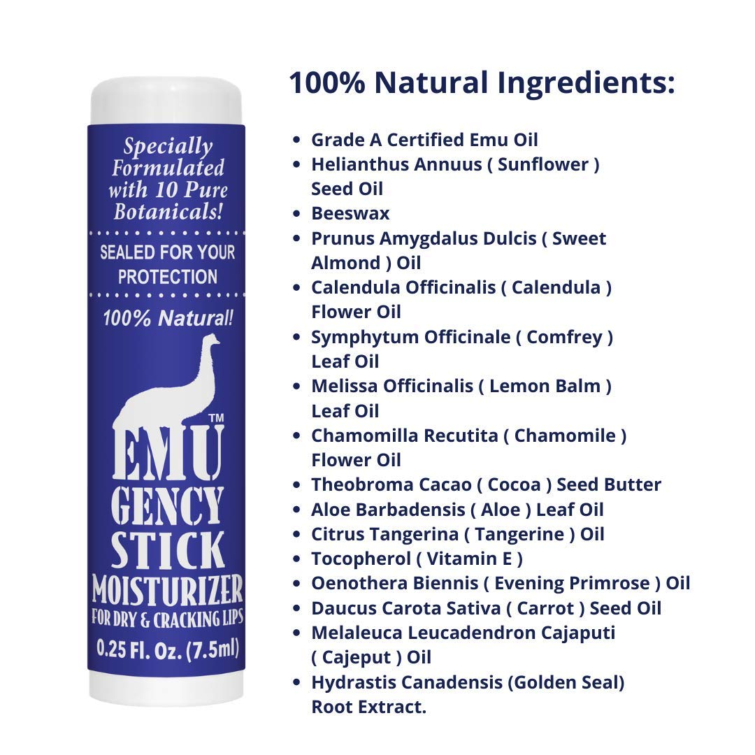 Montana Emu Ranch - EMUgency All Purpose Moisturizing Pocket Stick - 0.25 Ounce - 3 Pack - Helps Relieve Chapped, Cracked, and Split Lips and Skin Beauty and Personal Care Emugency