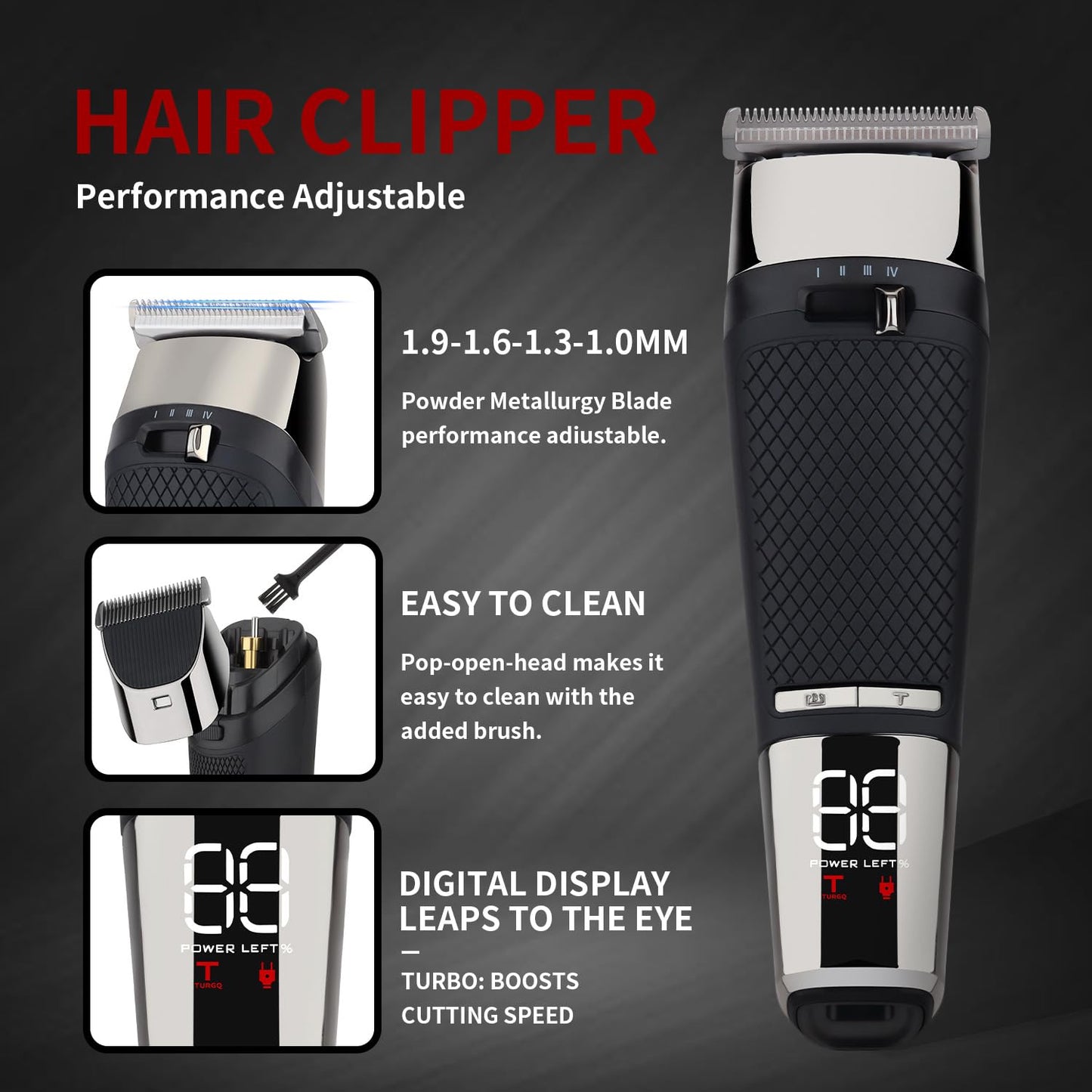 Professional Hair Clippers for Men - Cordless Trimmer with LCD Display, 4 Limit Combs Barber for Cutting & Mens Grooming Beauty and Personal Care QDKVTNDJZ