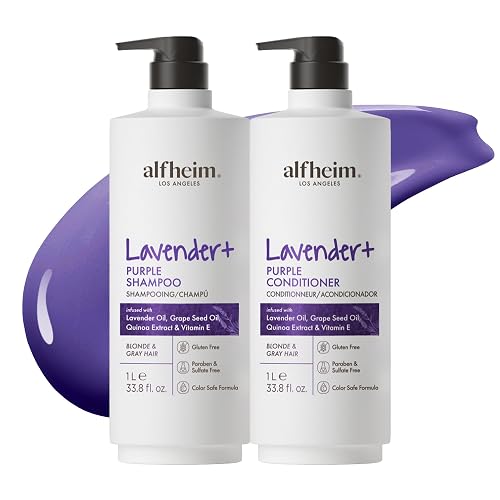 ALFHEIM Lavender+ Purple Shampoo & Conditioner Set for Blonde, Silver & Color-Treated Hair - Hydrates & Restores Cool Radiance - with Quinoa Extract Beauty & Personal Care ALFHEIM