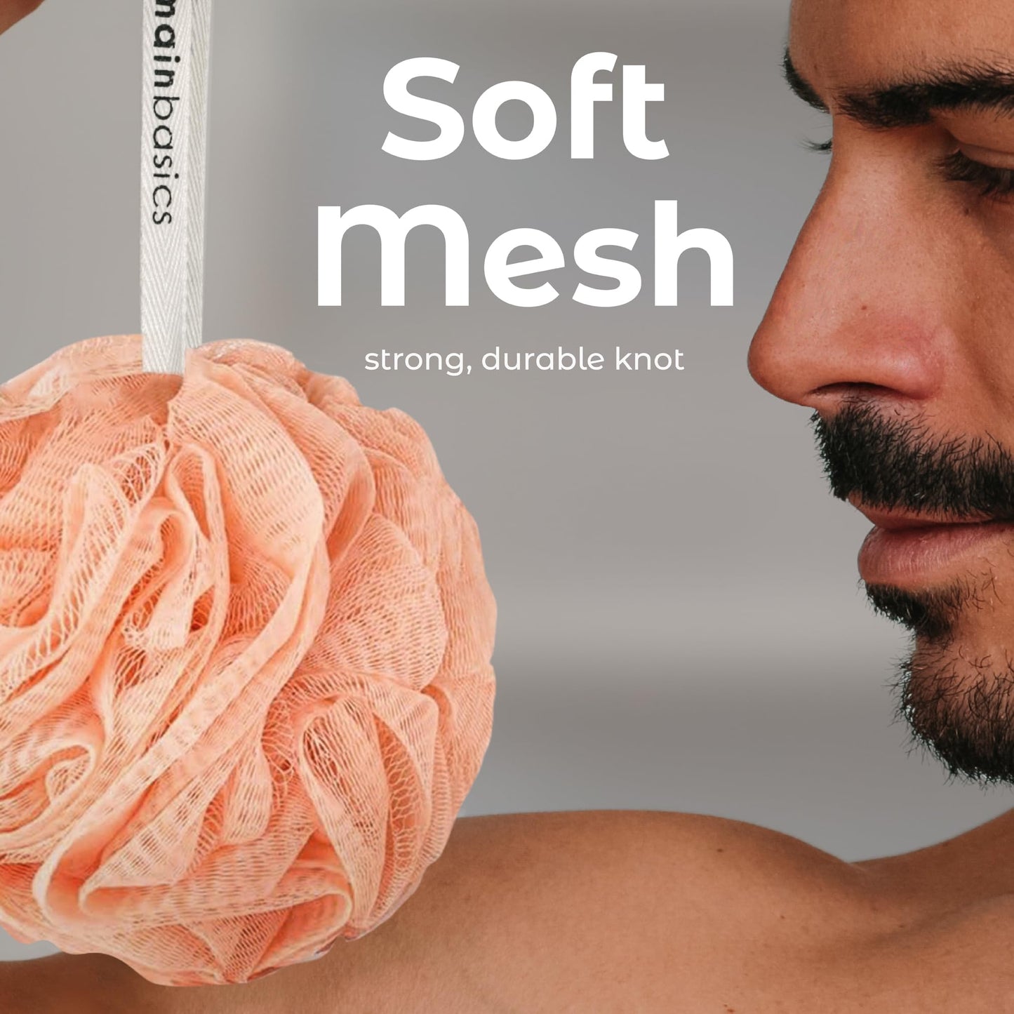 MainBasics Bath Shower Loofah Sponge Pouf Body Scrubber Exfoliator Body Wash Sponge (Set of 3, Coral Reef) Beauty & Personal Care MainBasics