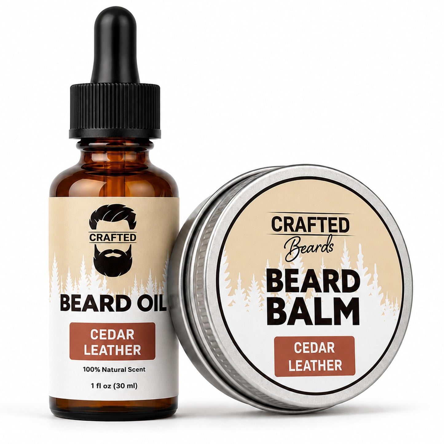 Beard Oil and Balm Set - Softer, Smoother, Moisturized Beard Care - Cedarwood Scent Gift for Men Beauty and Personal Care Crafted Beards