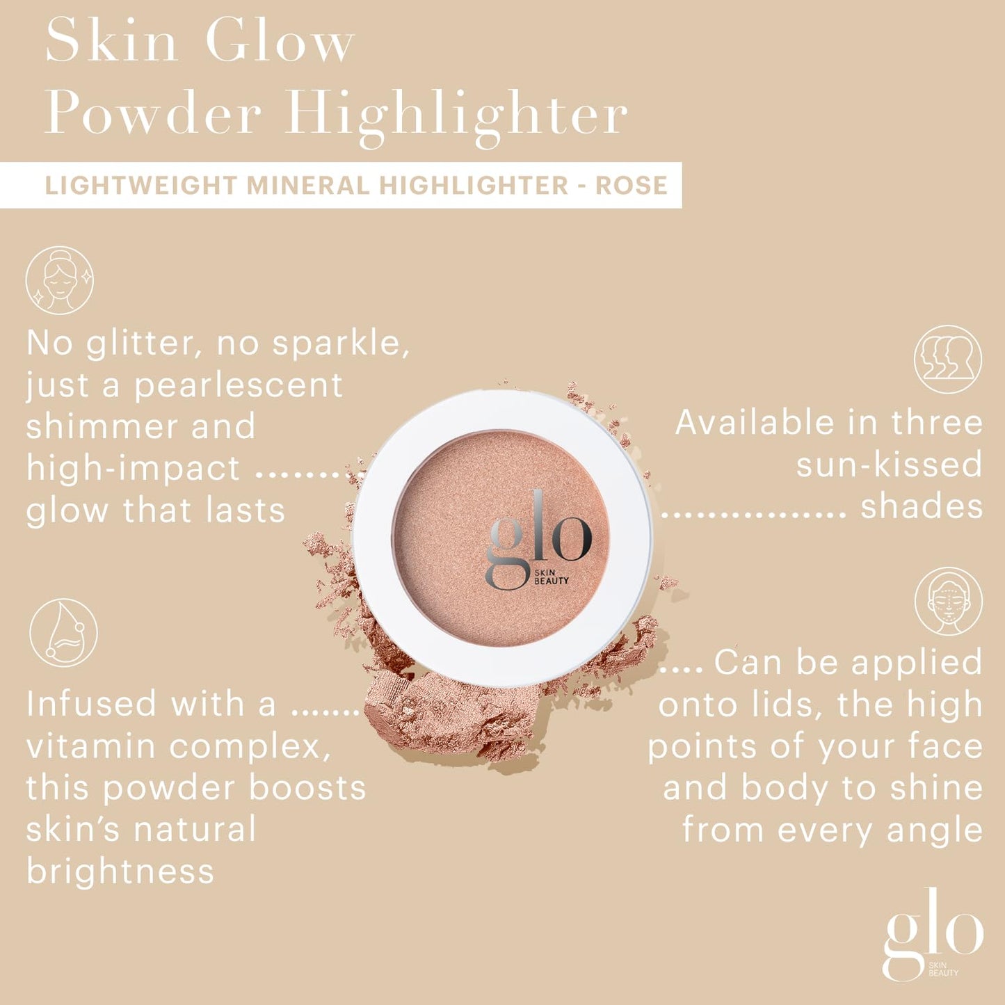 Glo Skin Beauty Skin Glow Powder Highlighter | Clean Mineral Cheek Highlighter | 3 Shimmery Shades, Rosé Beauty & Personal Care Glo Skin Beauty