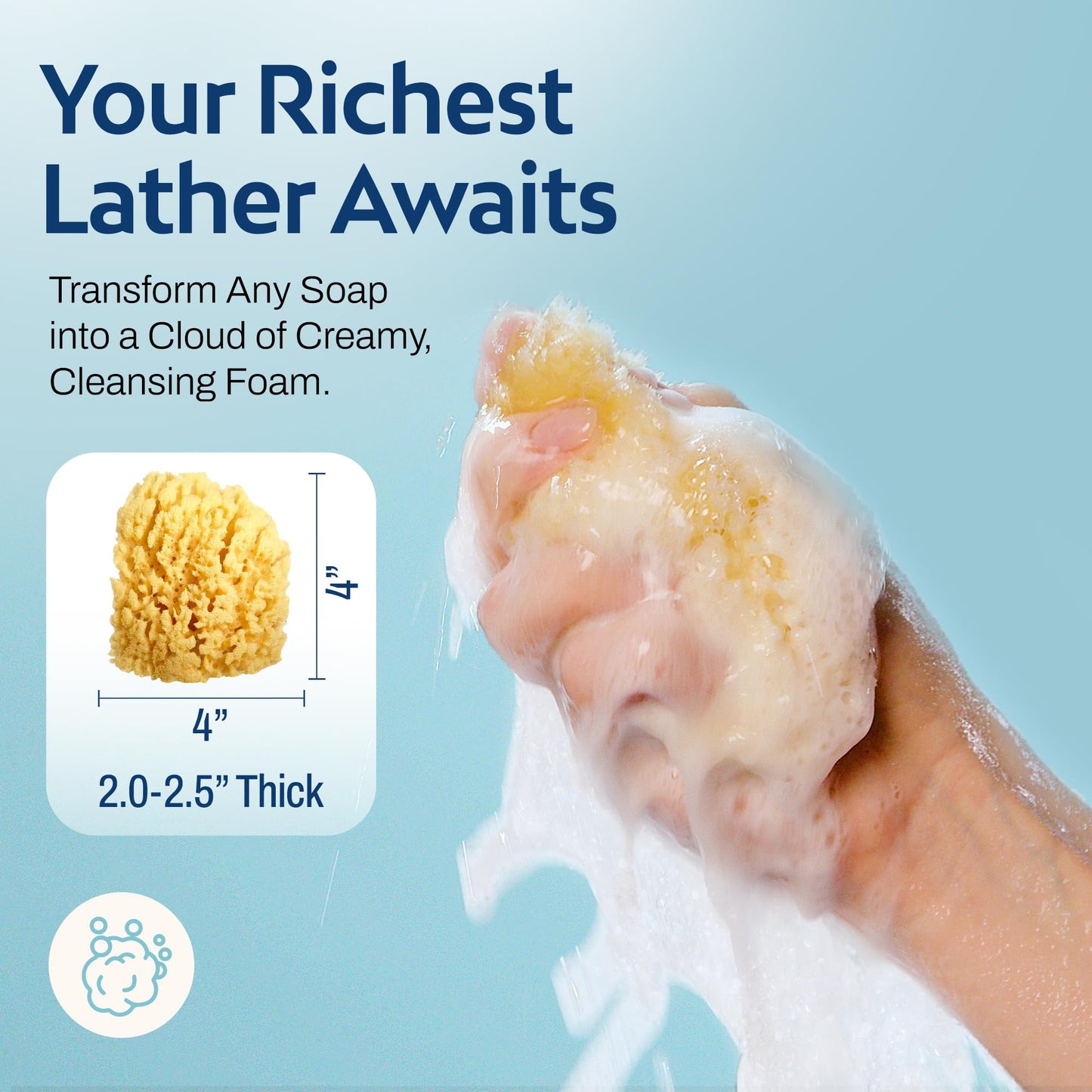 HartFelt Gentle Exfoliation Yellow Sea Sponge 4in - Natural Shower Sponges for Bathing for Men and Women - Rich Lather Beauty and Personal Care HartFelt
